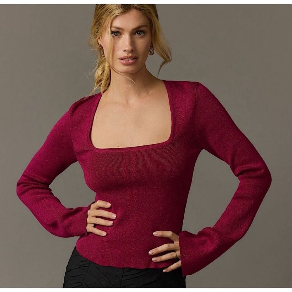 Maeve Burgundy Long Sleeve Top